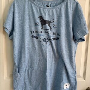 The Black Dog Blue Heather Tee with Black Logo